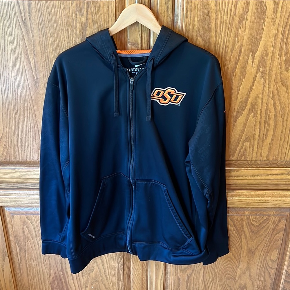 Oklahoma State Cowboys Nike black therma-fit full zip hoodie size XL
